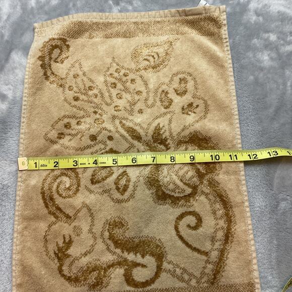 Wellesley Manor Towel 5 Pc Set 2 Hand 3 Fingertip Beige Paisley Floral Brazil - Picture 4 of 7